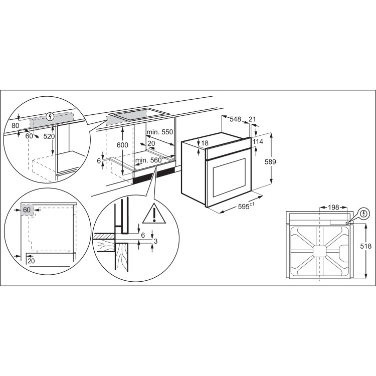 Refurbished Zanussi Series 20 ZOHNX3W1 60cm Single Built In Electric Oven White