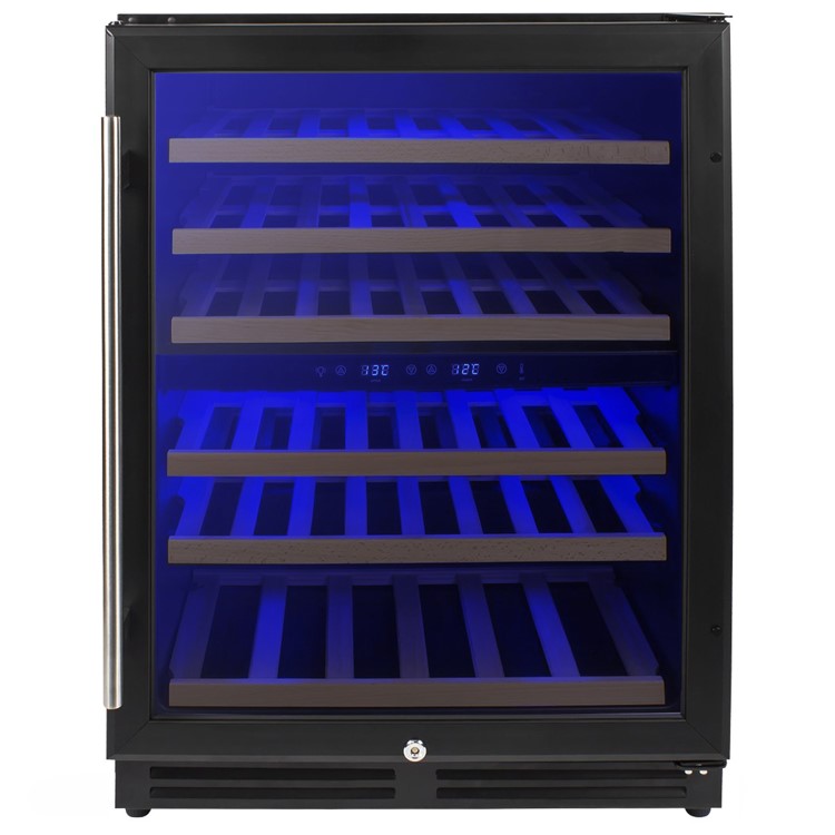 electriQ 51 Bottle Capacity Full Range Dual Zone Wine Cooler - Black