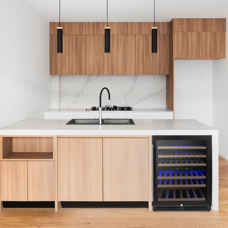 electriQ 51 Bottle Capacity Full Range Dual Zone Wine Cooler - Black