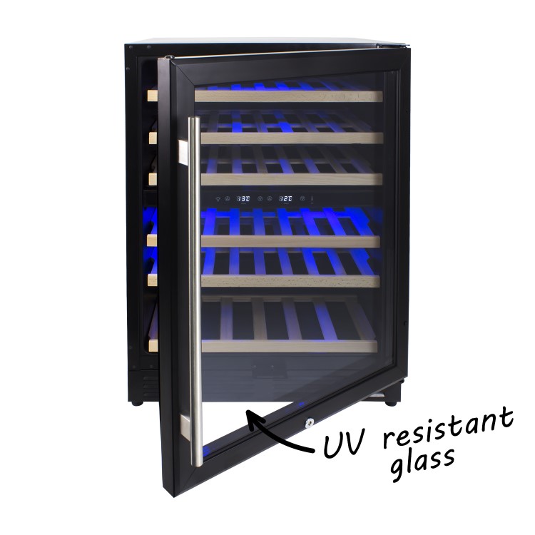 electriQ 51 Bottle Capacity Full Range Dual Zone Wine Cooler - Black