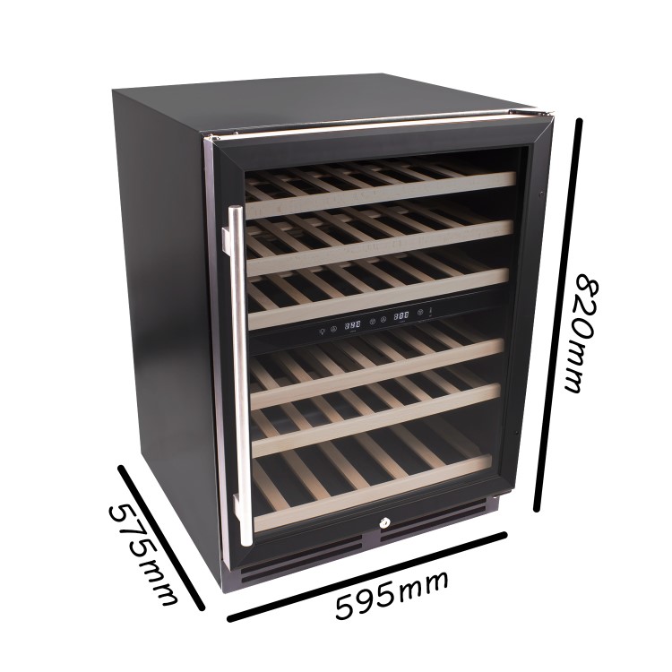 electriQ 51 Bottle Capacity Full Range Dual Zone Wine Cooler - Black