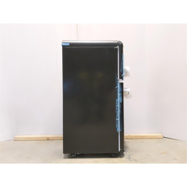 Refurbished electriQ eiQUCRETROFFMBLK Freestanding 80 Litre 70/30 Retro Fridge Freezer Matte Black