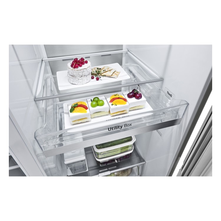 Refurbished LG InstaView ThinQ GSXV91BSAE 635 Litre Frost Free American Fridge Freezer Stainless Steel