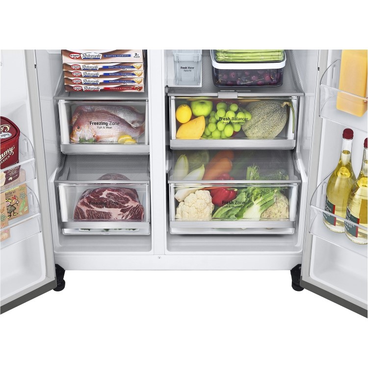 Refurbished LG InstaView ThinQ GSXV91BSAE 635 Litre Frost Free American Fridge Freezer Stainless Steel