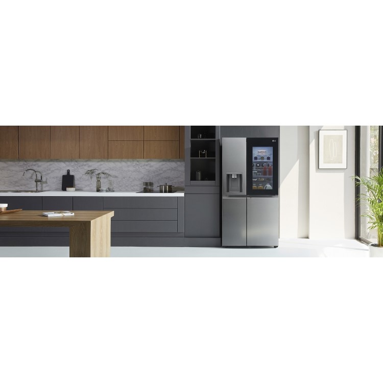Refurbished LG InstaView ThinQ GSXV91BSAE 635 Litre Frost Free American Fridge Freezer Stainless Steel