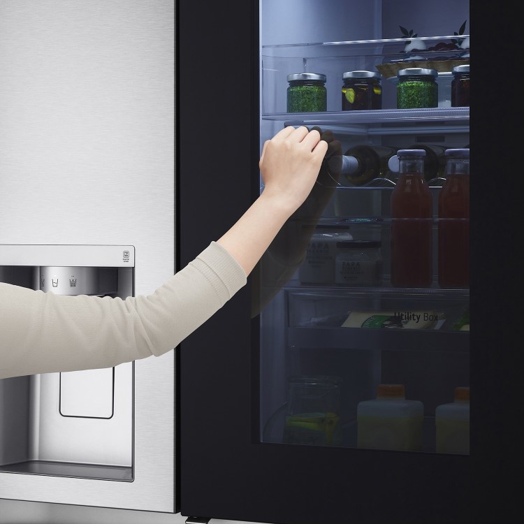 Refurbished LG InstaView ThinQ GSXV91BSAE 635 Litre Frost Free American Fridge Freezer Stainless Steel