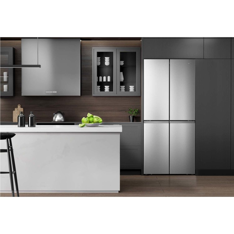 GRADE A3 - Hisense RQ563N4AI1 Frost Free 4 Door Fridge Freezer Stainless Steel Effect