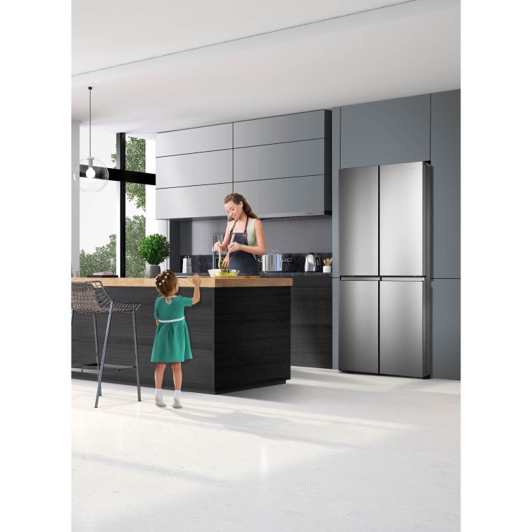 GRADE A3 - Hisense RQ563N4AI1 Frost Free 4 Door Fridge Freezer Stainless Steel Effect