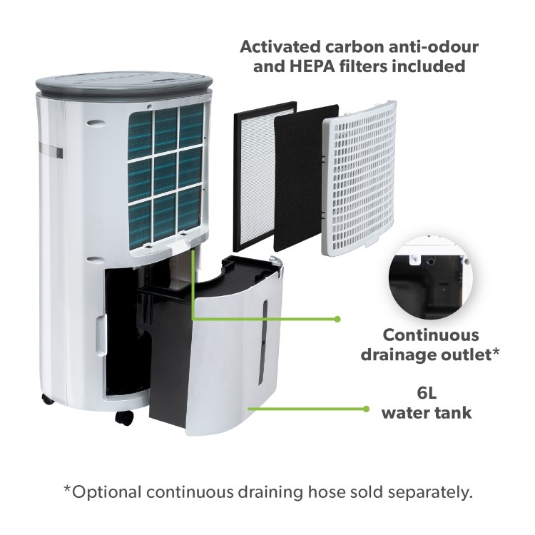 Refurbished electriQ 25L Low-Energy Smart Laundry Dehumidifier and HEPA UV Air Purifier
