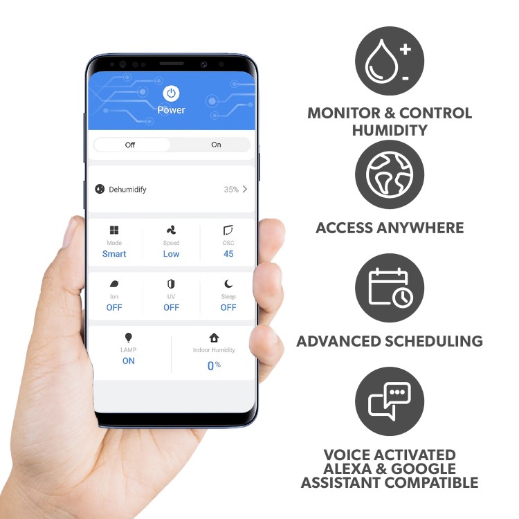 Refurbished electriQ 25L Low-Energy Smart Laundry Dehumidifier and HEPA UV Air Purifier