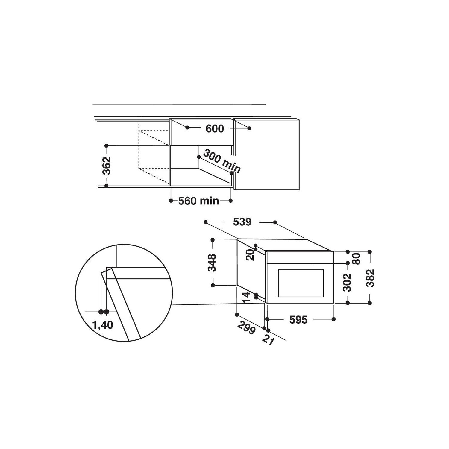 Indesit BuiltIn Microwave with Grill Stainless Steel MWI3213IX