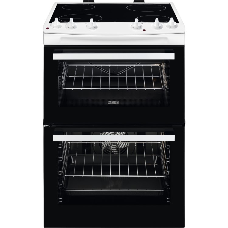 Refurbished Zanussi ZCV66050WA 60cm Double Oven Electric Cooker With Ceramic Hob White
