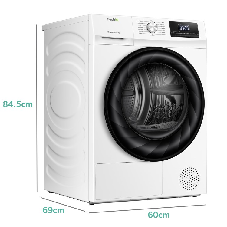 Refurbished electriQ eiQTDHPFS9 Freestanding Heat Pump 9KG Tumble Dryer White