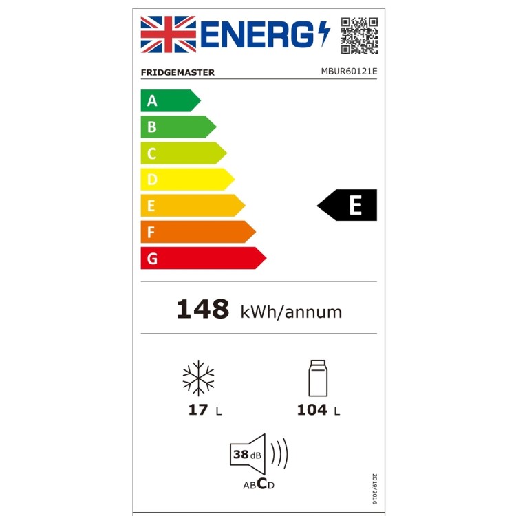Refurbished Fridgemaster MBUR60121E Integrated 104 Litre Under Counter Fridge