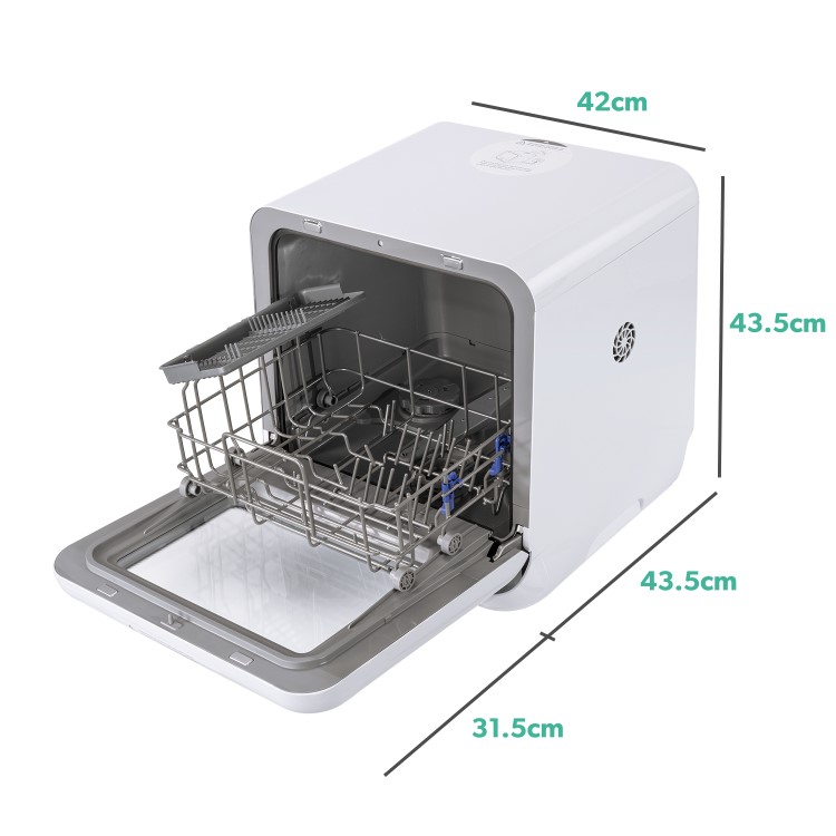 Refurbished electriQ EQDWTTGF Freestanding 2 Place Mini Table Top Portable Dishwasher White