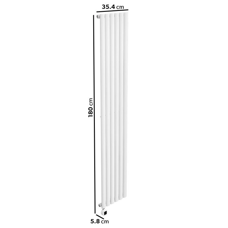 Refurbished White Electric Vertical Designer Radiator 2kW with Wifi Thermostat - H1800xW354mm - IPX4 Bathroom Safe