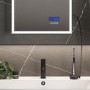 Rectangular Heated Bathroom Mirror with Lights Digital Display Shaver Socket & Bluetooth Speakers 500 x 700mm- HiB Globe Plus 50