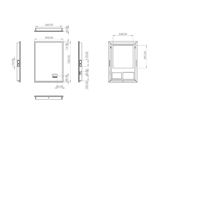 Rectangular Heated Bathroom Mirror with Lights Digital Display Shaver Socket & Bluetooth Speakers 500 x 700mm- hib. Globe Plus 50