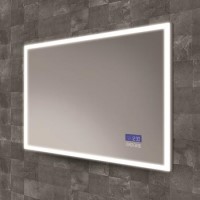 Rectangular Heated Bathroom Mirror with Lights Digital Display Shaver Socket & Bluetooth Speakers 800 x 600mm- hib. Globe Plus 80