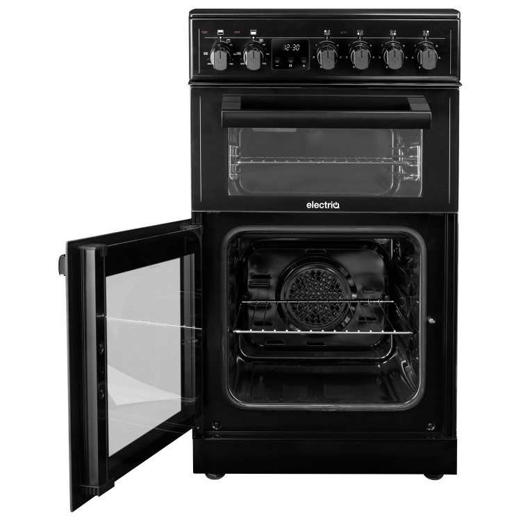 Refurbished electriQ 50cm Double Cavity Electric Cooker - Black