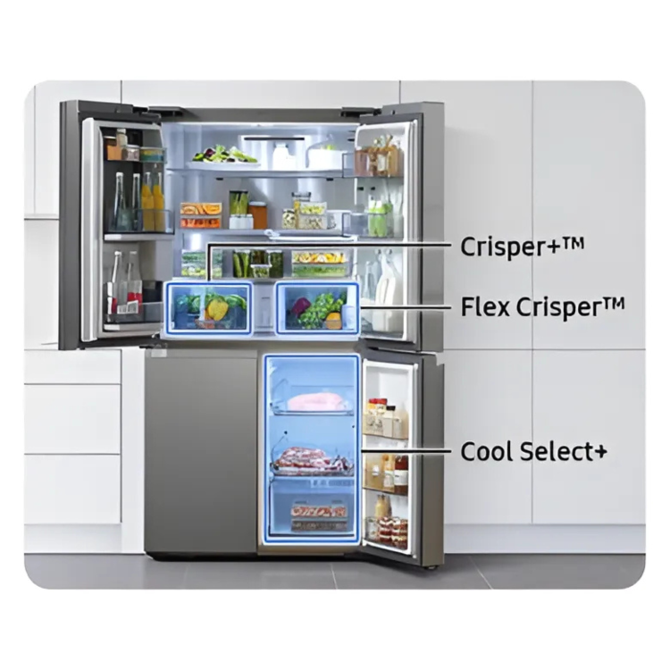 Refurbished Samsung RF65A967FS9 Freestanding 647 Litre Frost Free American Fridge Freezer Silver