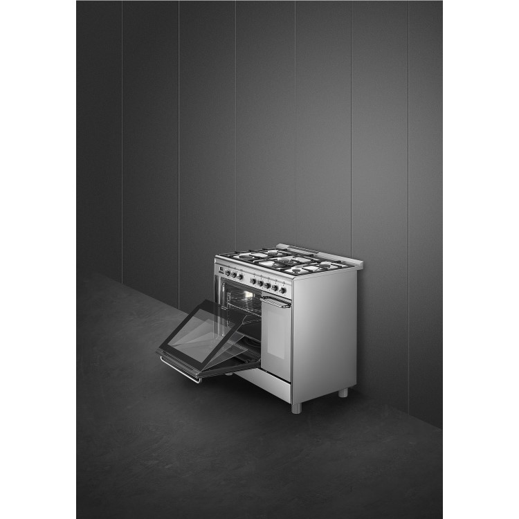 Smeg Concert 90cm Dual Fuel Range Cooker - Stainless Steel