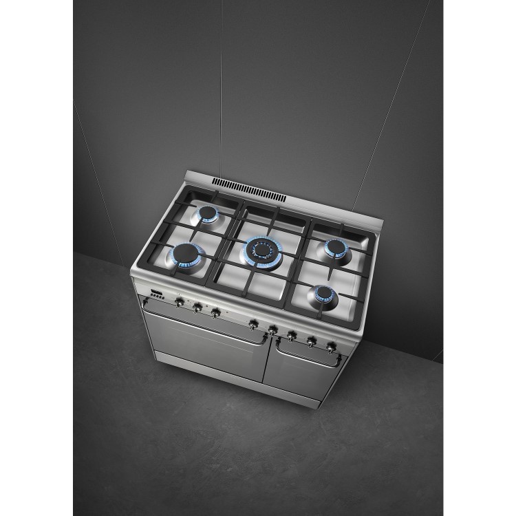 Smeg Concert 90cm Dual Fuel Range Cooker - Stainless Steel