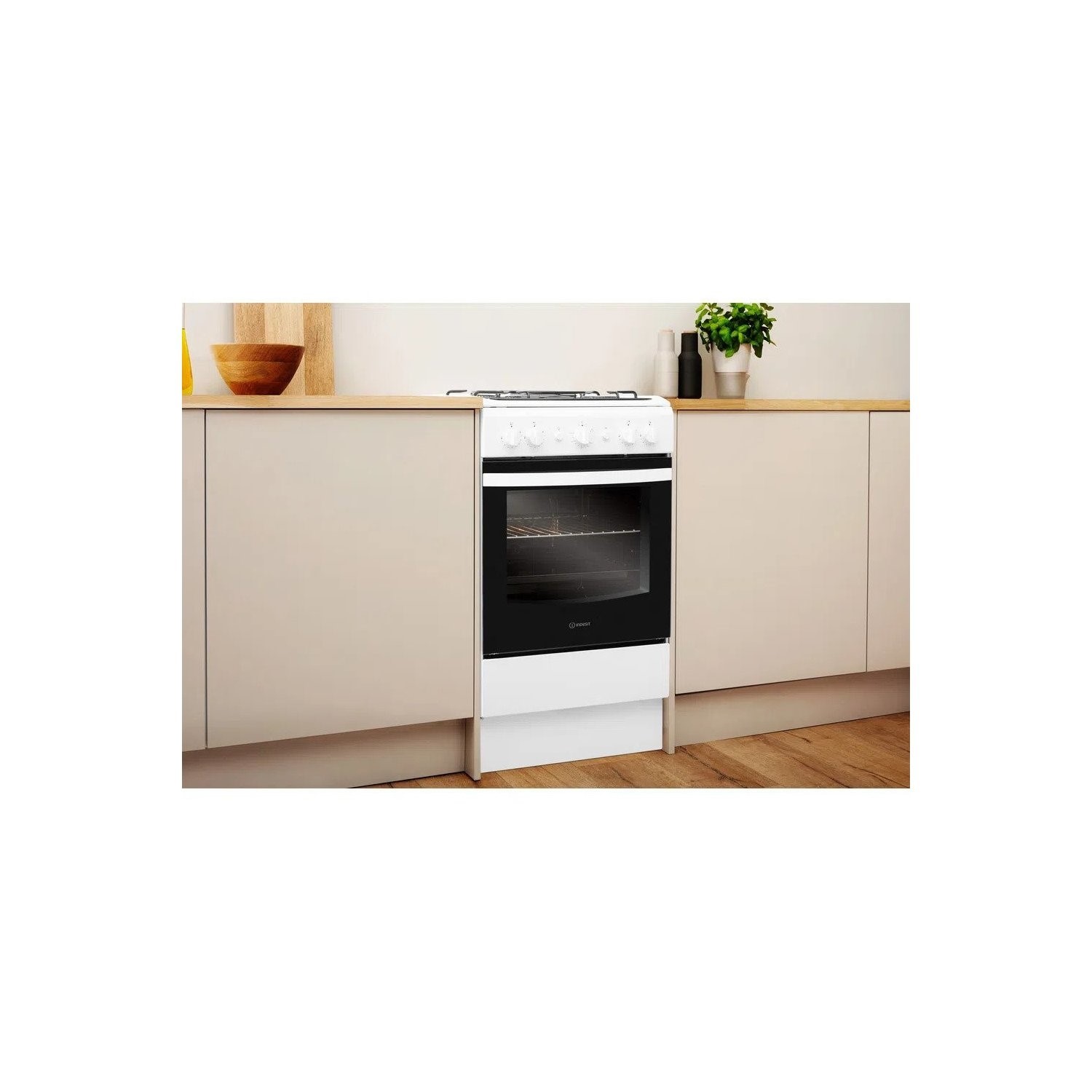 Indesit 50cm Single Oven Gas Cooker White IS5G1KMW Appliances Direct