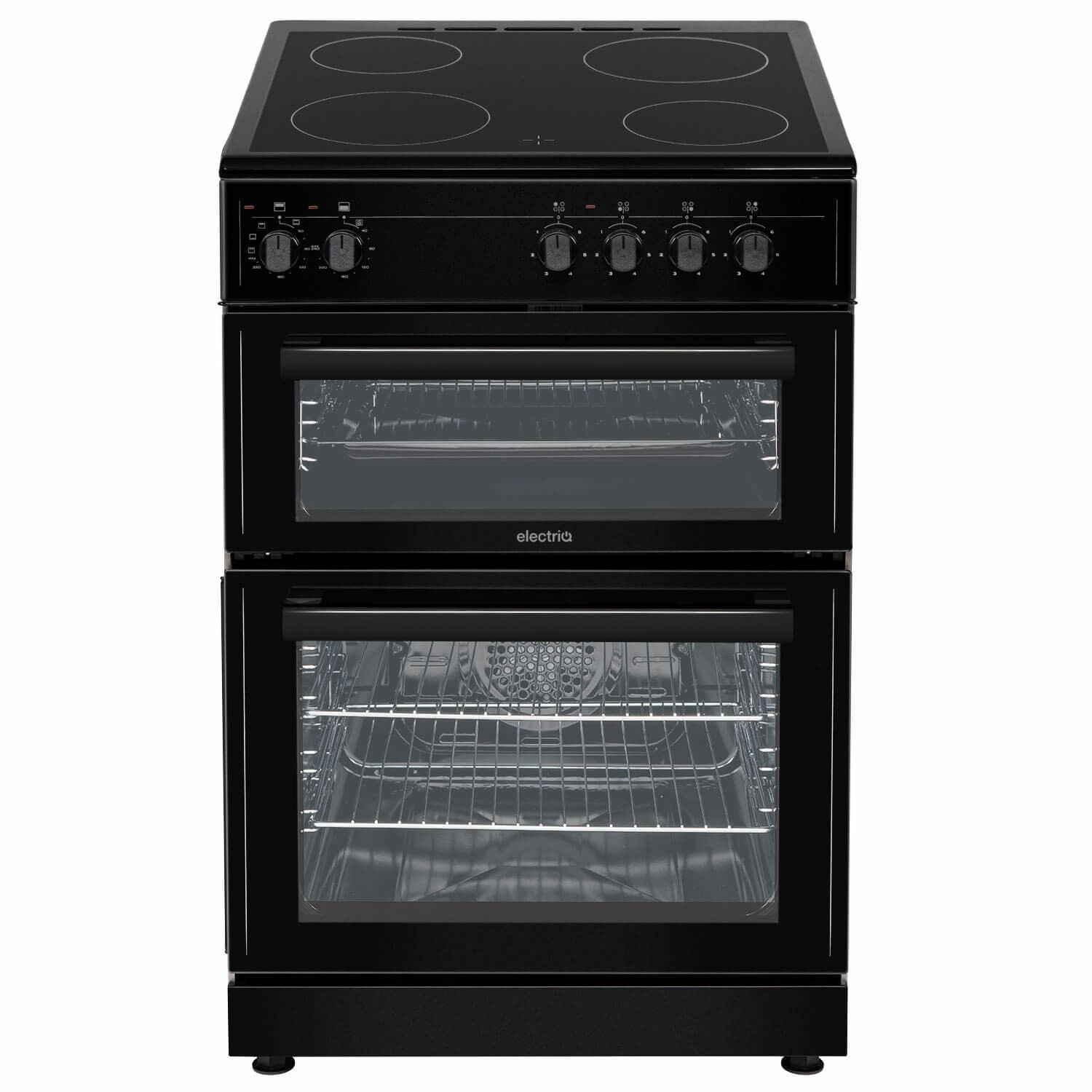 electriQ 60cm Double Oven Electric Cooker - Black