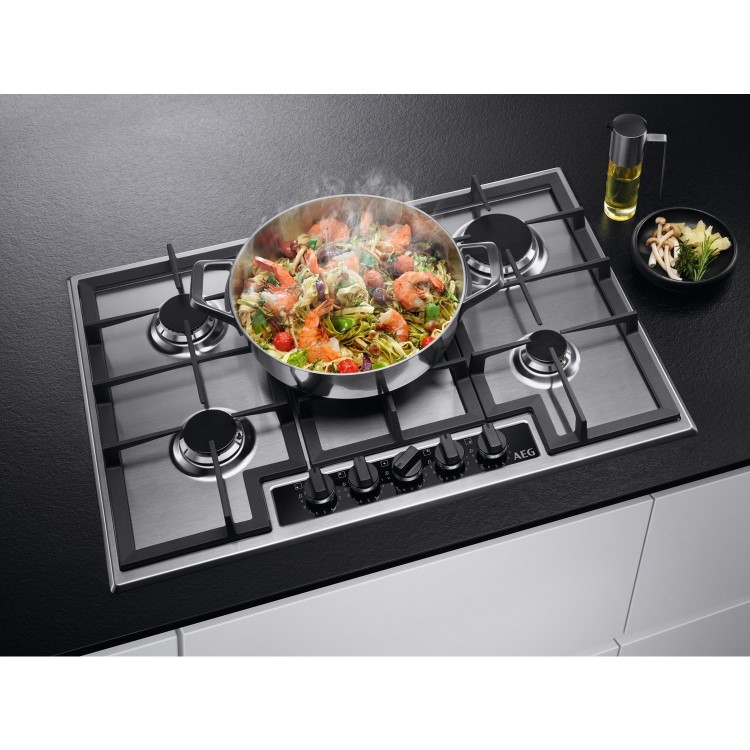 AEG 6000 Series 75cm 5 Burner Gas Hob - Stainless Steel