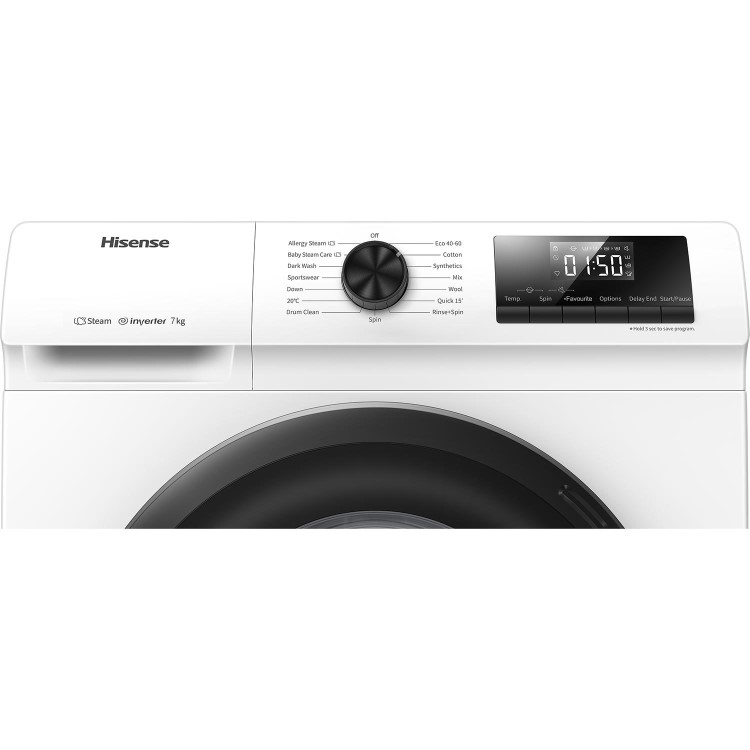 Refurbished Hisense WFQP7012EVM Freestanding 7KG 1200 Spin Washing Machine White