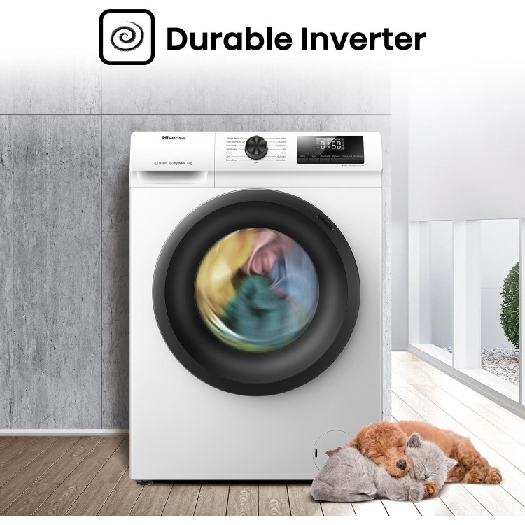 Refurbished Hisense WFQP7012EVM Freestanding 7KG 1200 Spin Washing Machine White