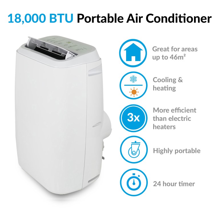 Refurbished electriQ 18000 BTU Portable Air Conditioner with Heat Pump