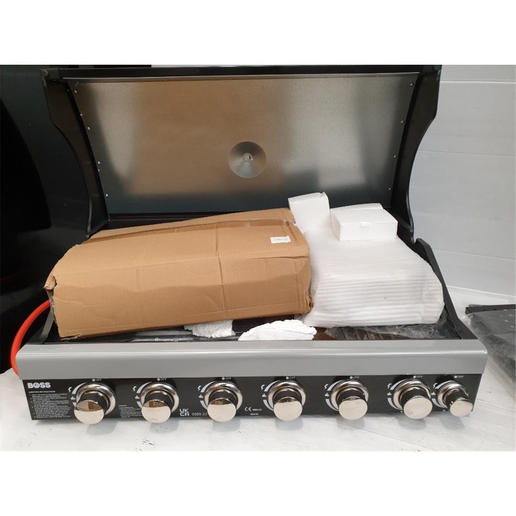 Refurbished Boss Grill Alabama Elite - 6 Burner Gas BBQ Grill with Side Burner - Black
