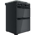 Refurbished Hotpoint HDM67G0CCB 60cm Double Oven Gas Cooker with Lid and Assisted Cleaning Black
