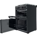 Refurbished Hotpoint HDM67G0CCB 60cm Double Oven Gas Cooker with Lid and Assisted Cleaning Black