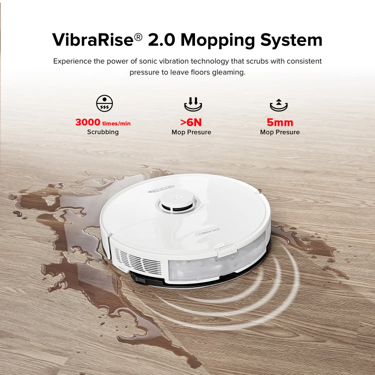 Roborock S8+ Robot Vacuum Cleaner with RockDock Plus DuoRoller Brush and VibraRise Mopping system 6000Pa - White