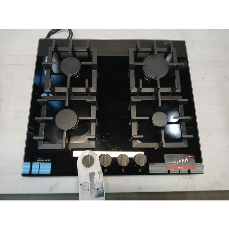 Refurbished Neff N70 T26CS49S0 59cm Gas on Glass 4 Burner Gas Hob Black