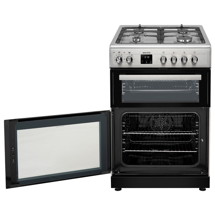 Refurbished electriQ 60cm Dual Fuel Cooker with Double Oven Stainless Steel