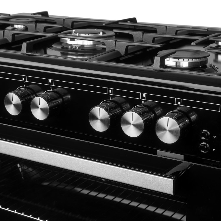 Refurbished electriQ EQRANGE90GASBLACK 90cm Gas Single Oven Range Cooker Black