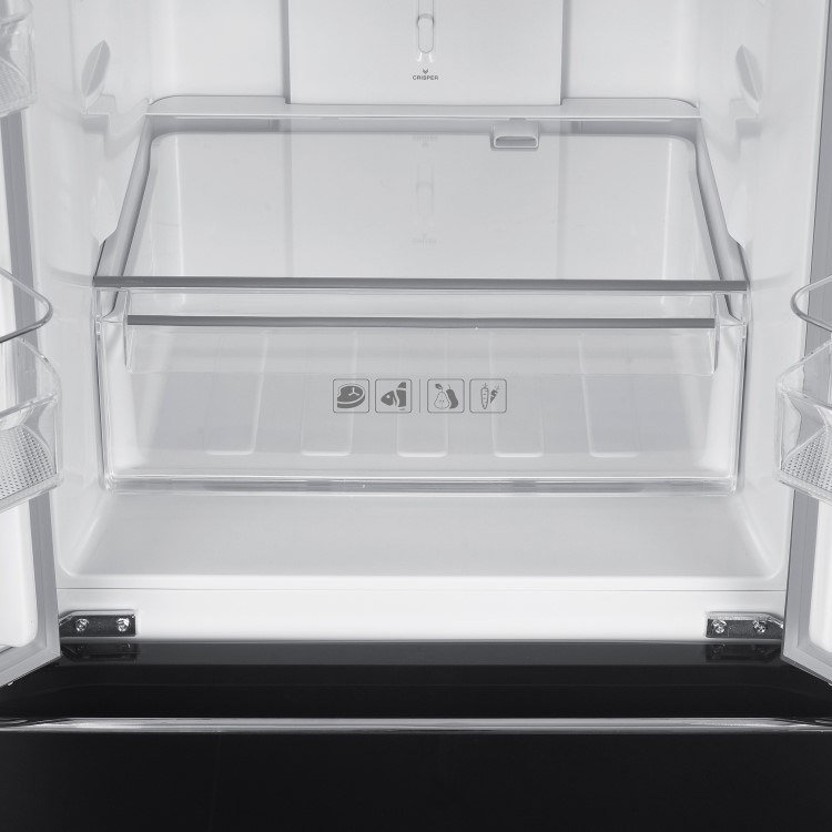 Refurbished electriQ eiQ60FDFF Freestanding 320 Litre Frost Free American Fridge Freezer Black Glass