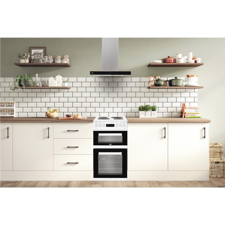Beko 50cm Double Oven Electric Cooker - White