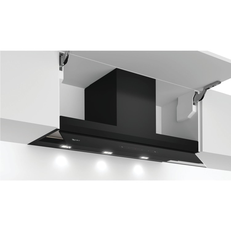 Refurbished Neff N70 90cm Canopy Cooker Hood with Fold-out Glass Deflector - Black