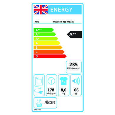AEG 7000 Series SensiDry 8kg Heat Pump Tumble Dryer - White