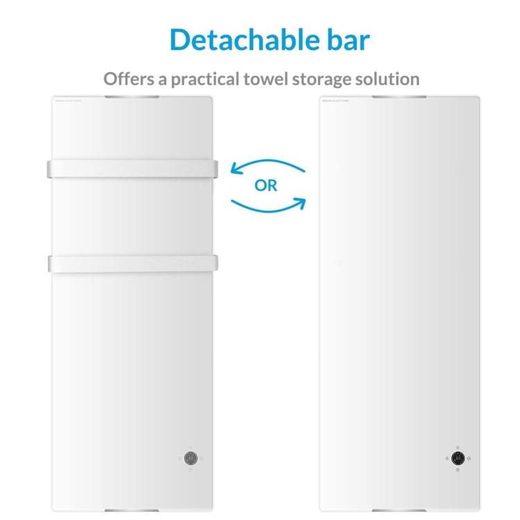 Refurbished electriq 1200W Smart Wall Mounted Designer Glass Heater with Towel Rails - White