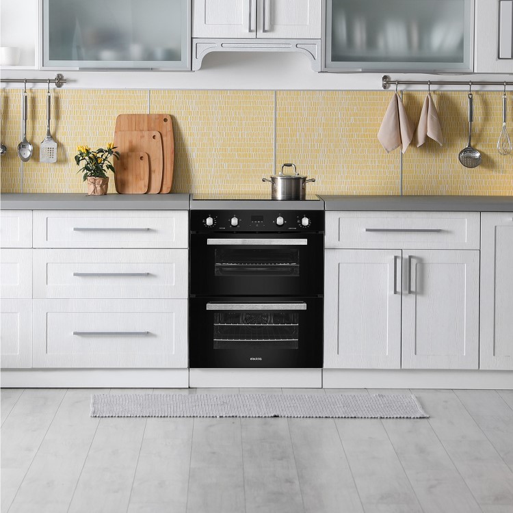 electriQ Built-Under Electric Double Oven - Black