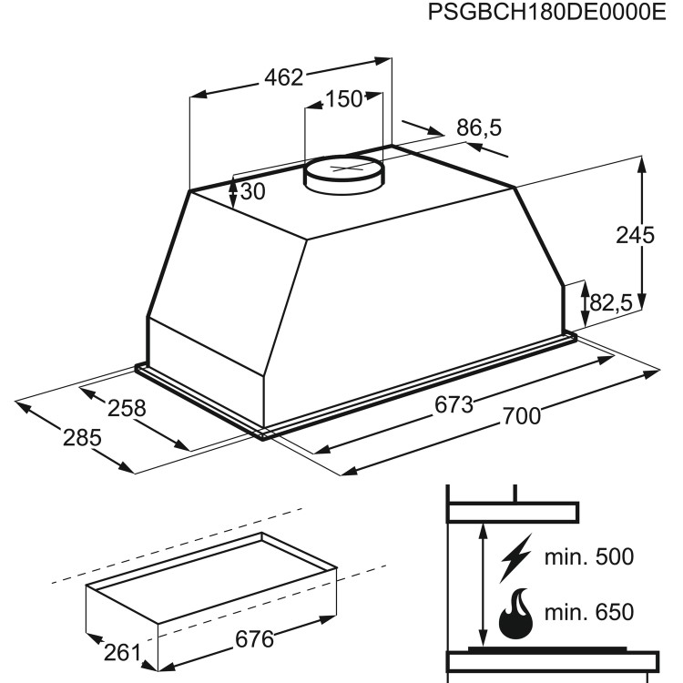 AEG 5000 Series 70cm Canopy Cooker Hood - Stainless Steel