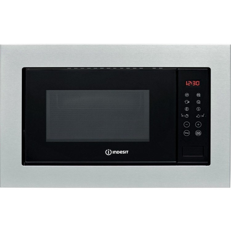Refurbished Indesit Built-In 900W Microwave with Grill - Stainless Steel