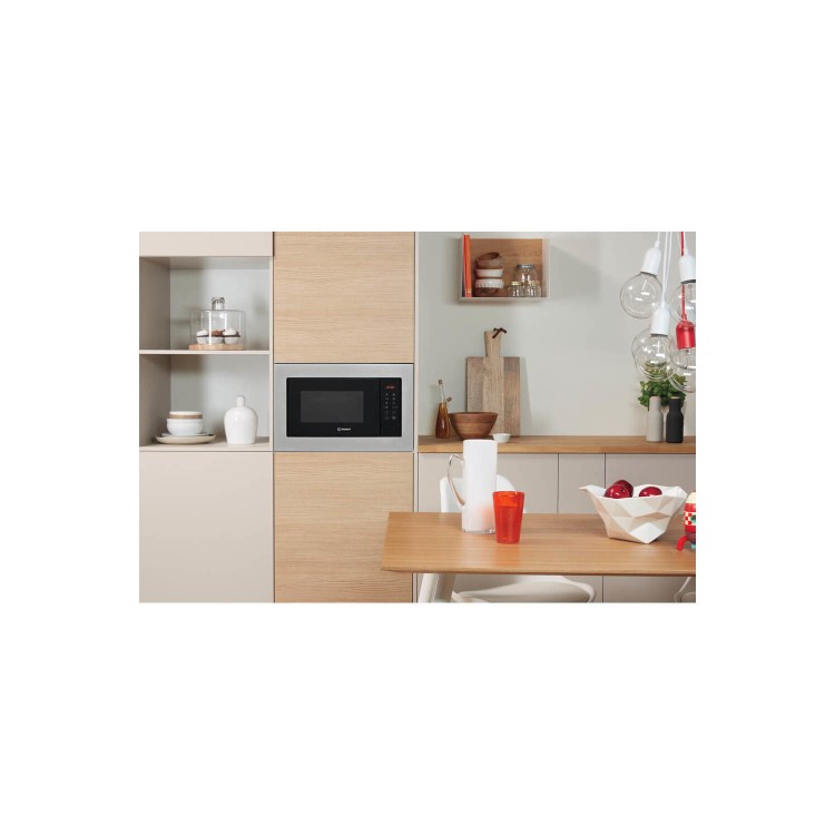 Refurbished Indesit Built-In 900W Microwave with Grill - Stainless Steel