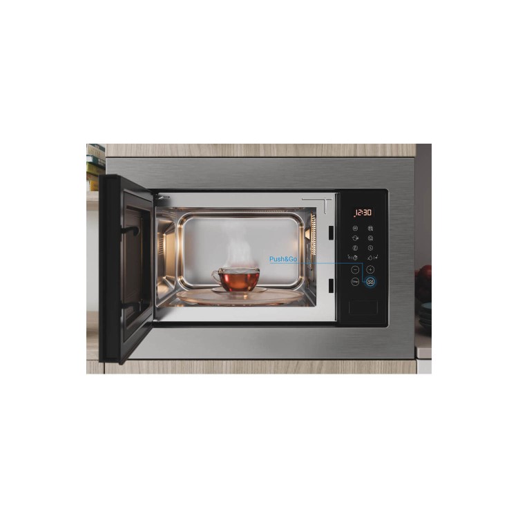 Refurbished Indesit Built-In 900W Microwave with Grill - Stainless Steel
